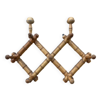 Antique wooden wall coat rack