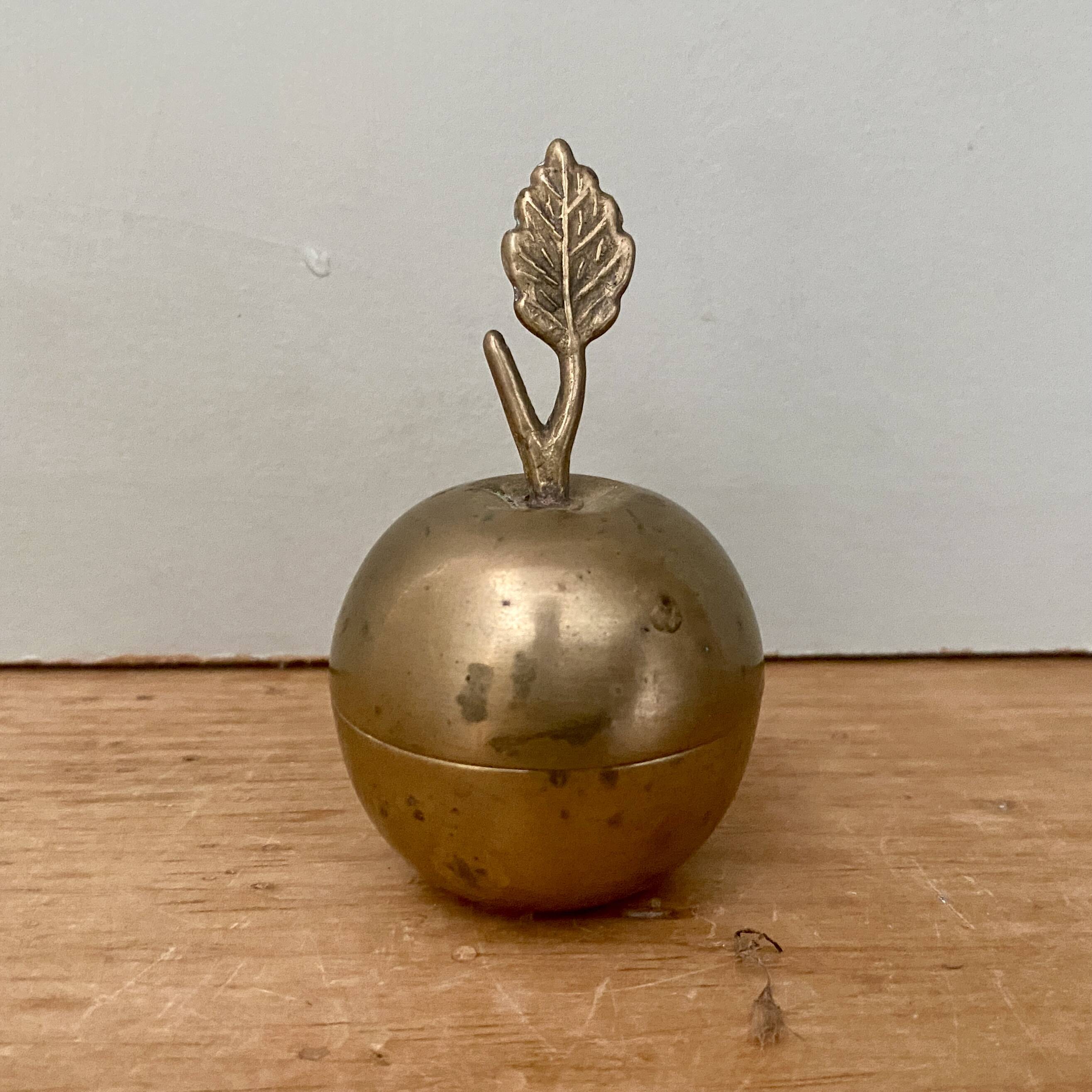 Small vintage brass apple box