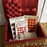 Rattan and scoubidou sewing basket