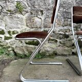 Set of 4 brown velvet zigzag chairs 1970