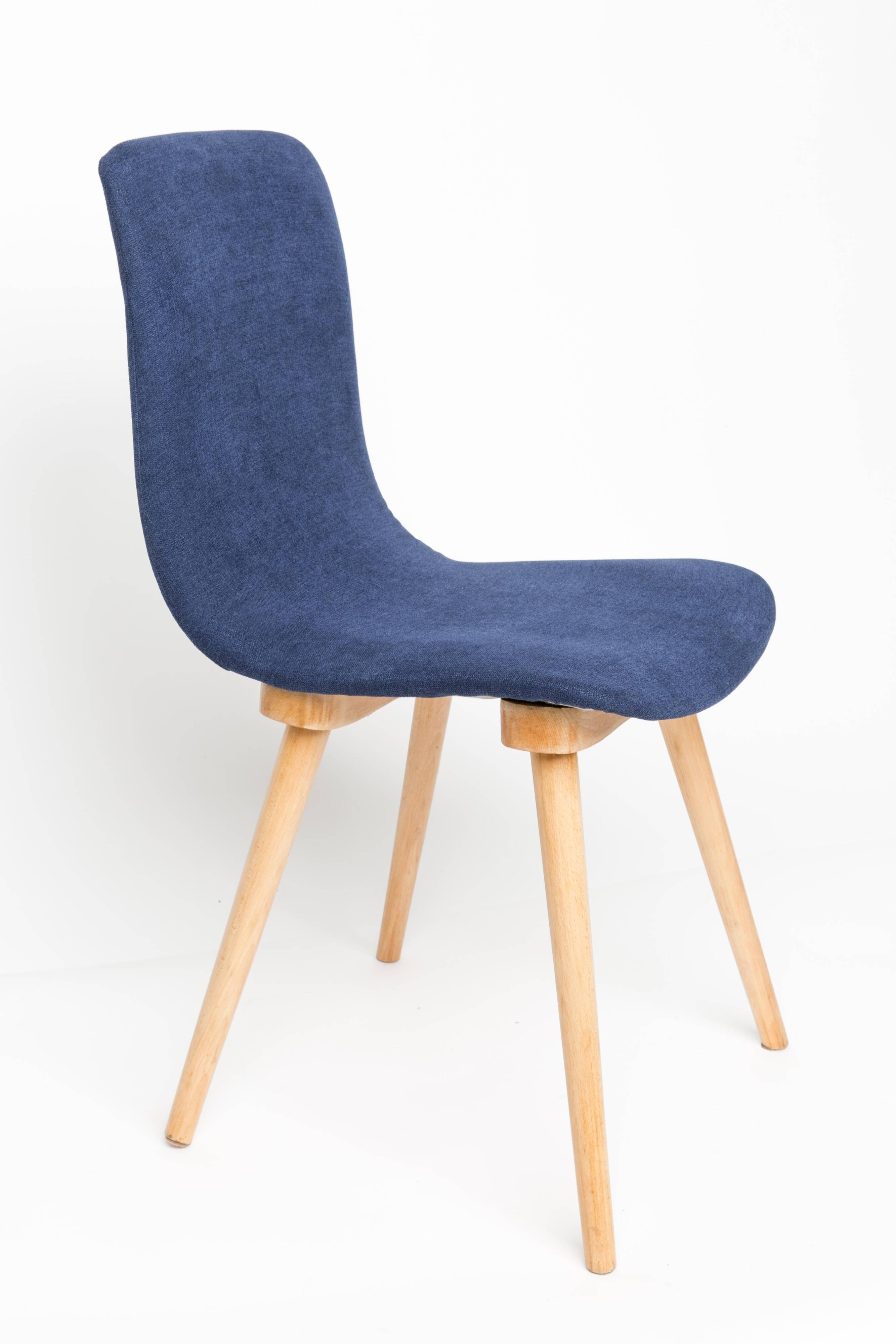 Mid-Century vintage navy blue chair, Fameg factory, Poland, 1960s