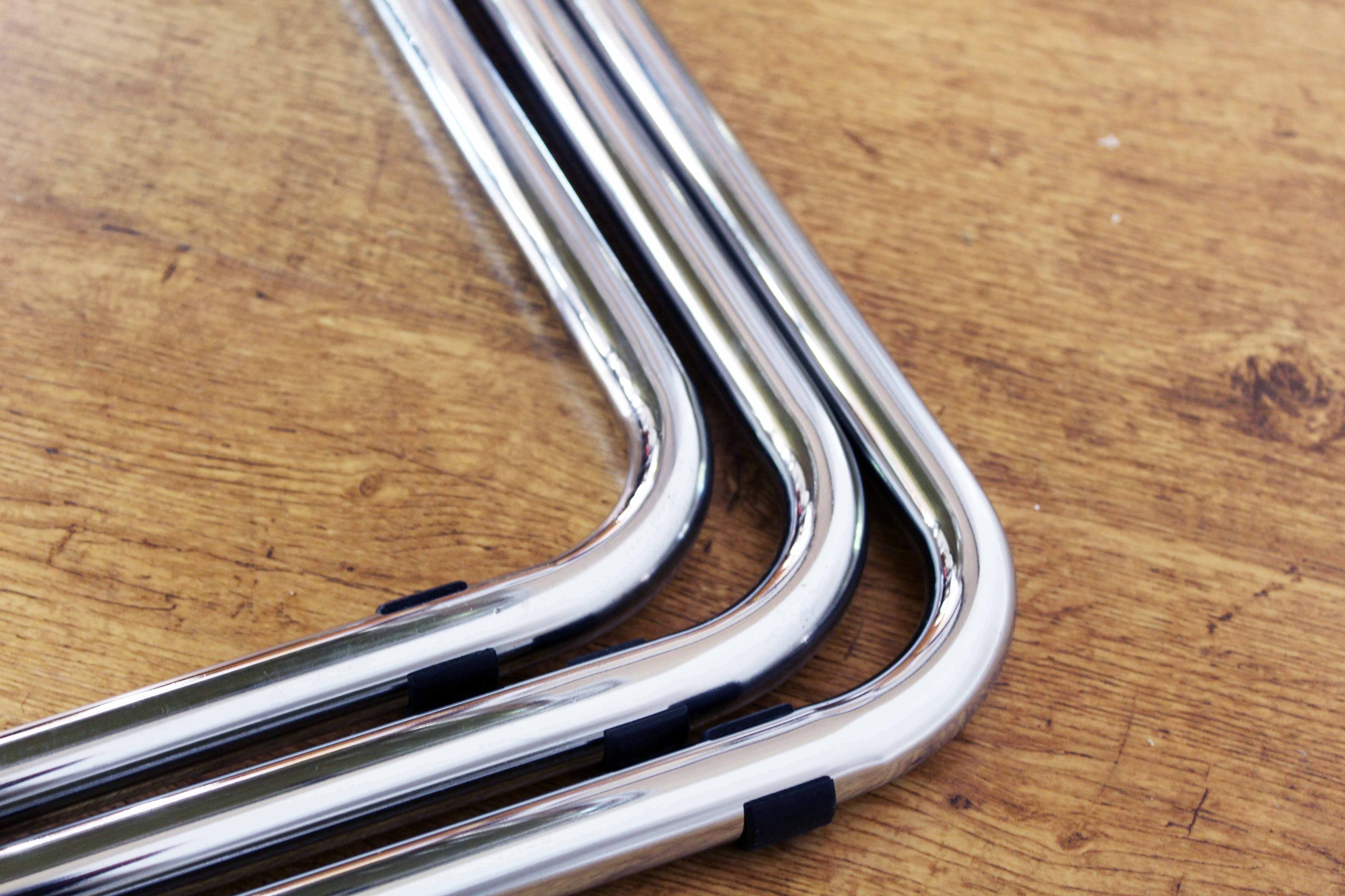 Bauhaus style metal and glass trundle tables