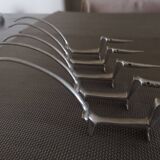 Set of 5 Dachshund knife holders in silvered bronze Walter Bosse - 1950s/1960s