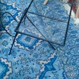 Piece of sofa in steel and glass around 1950