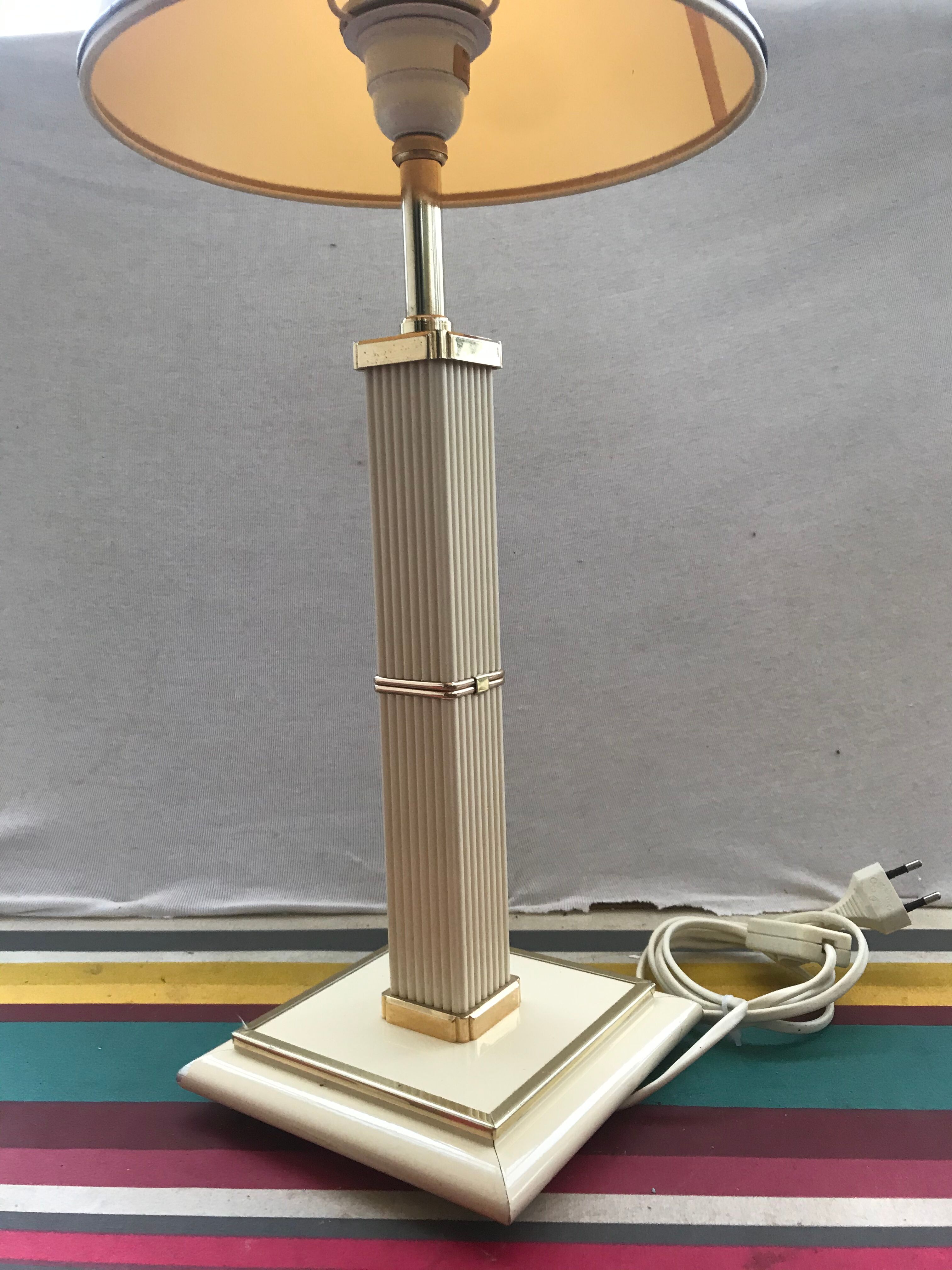 Table lamp by Robert de Schuytener ref2111 column - abat-day vintage cream