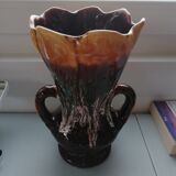 Brown vase with handle Vallauris