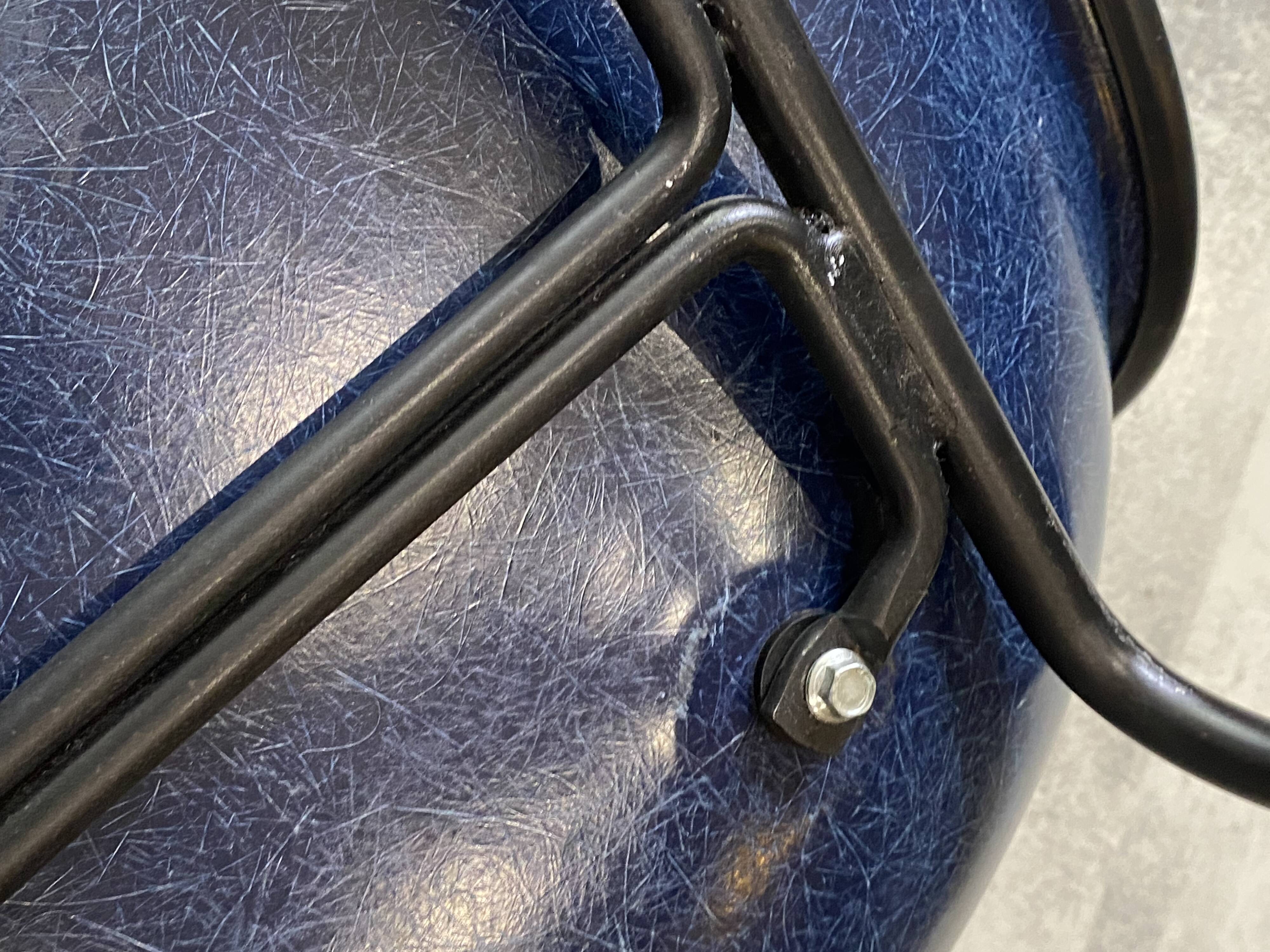 Eames Herman Miller vintage 70s blue vinyl fiberglass chair