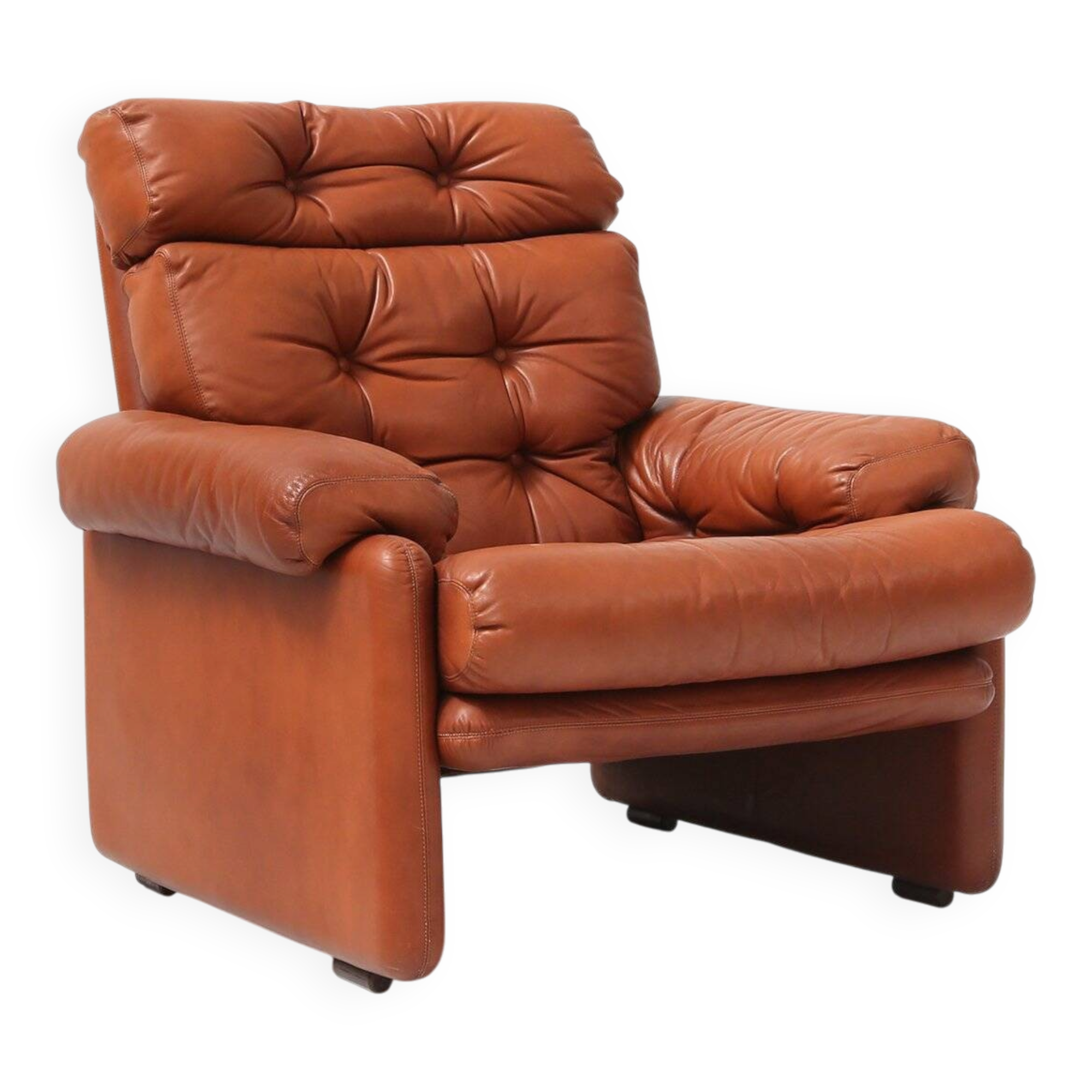 Brown Leather Armchair Coronado by Tobia Scarpa for B&b Italia, Italy, 1960