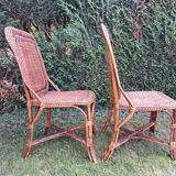 4 Perret and Vibert bamboo and rattan chairs