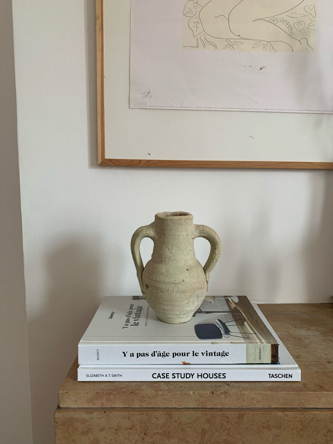 Vintage clay pot in minimalist style