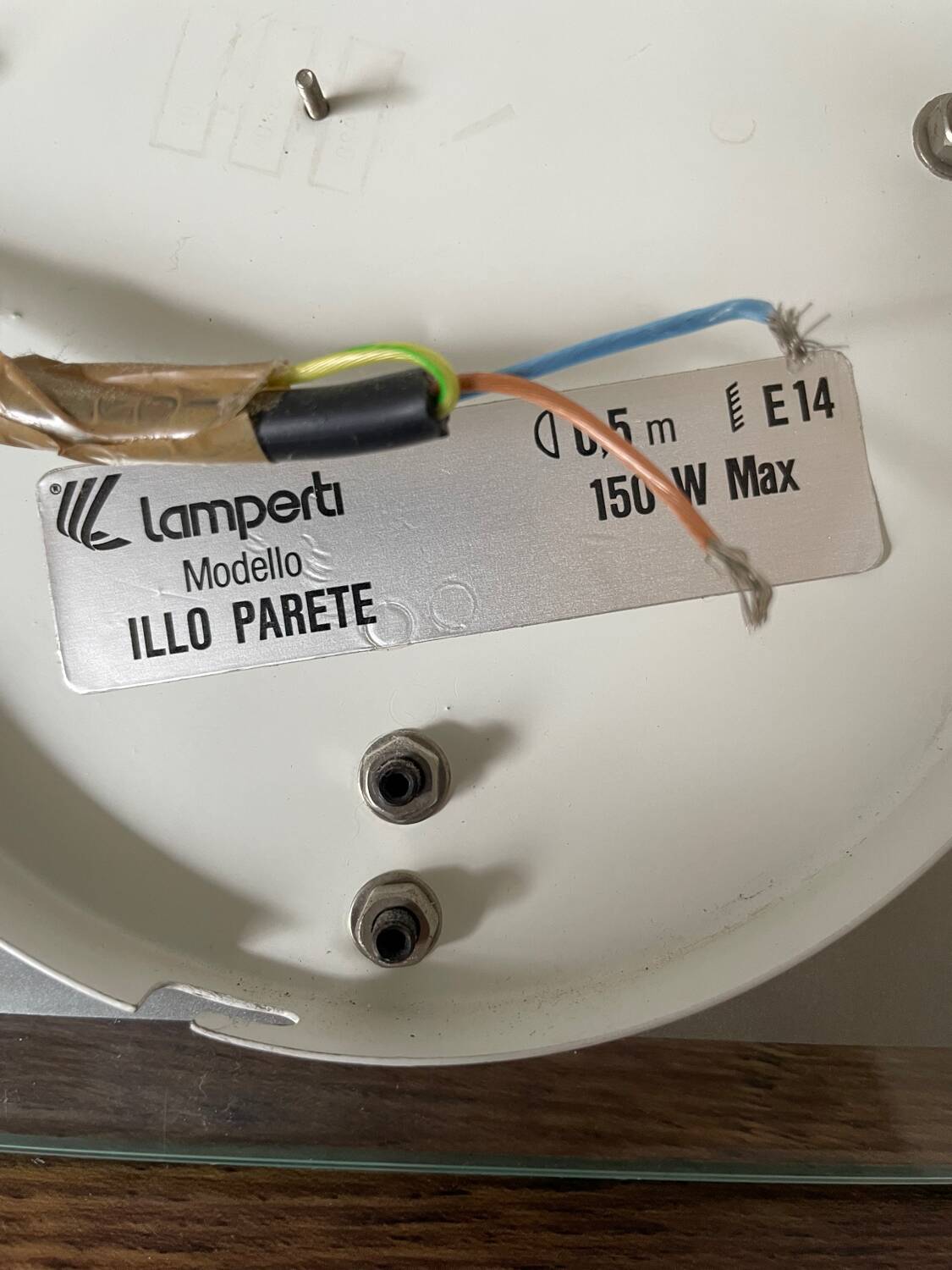 Pair of Illo wall lamps for Lamperti, 1980s, made in Italy
