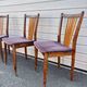 Set of 5 Scandinavian chairs in wood and checked fabric.