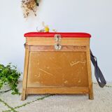Fisherman stool old wood and imitation leather