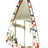 Mosaic and brass mirror, free form, Holland, 50's.