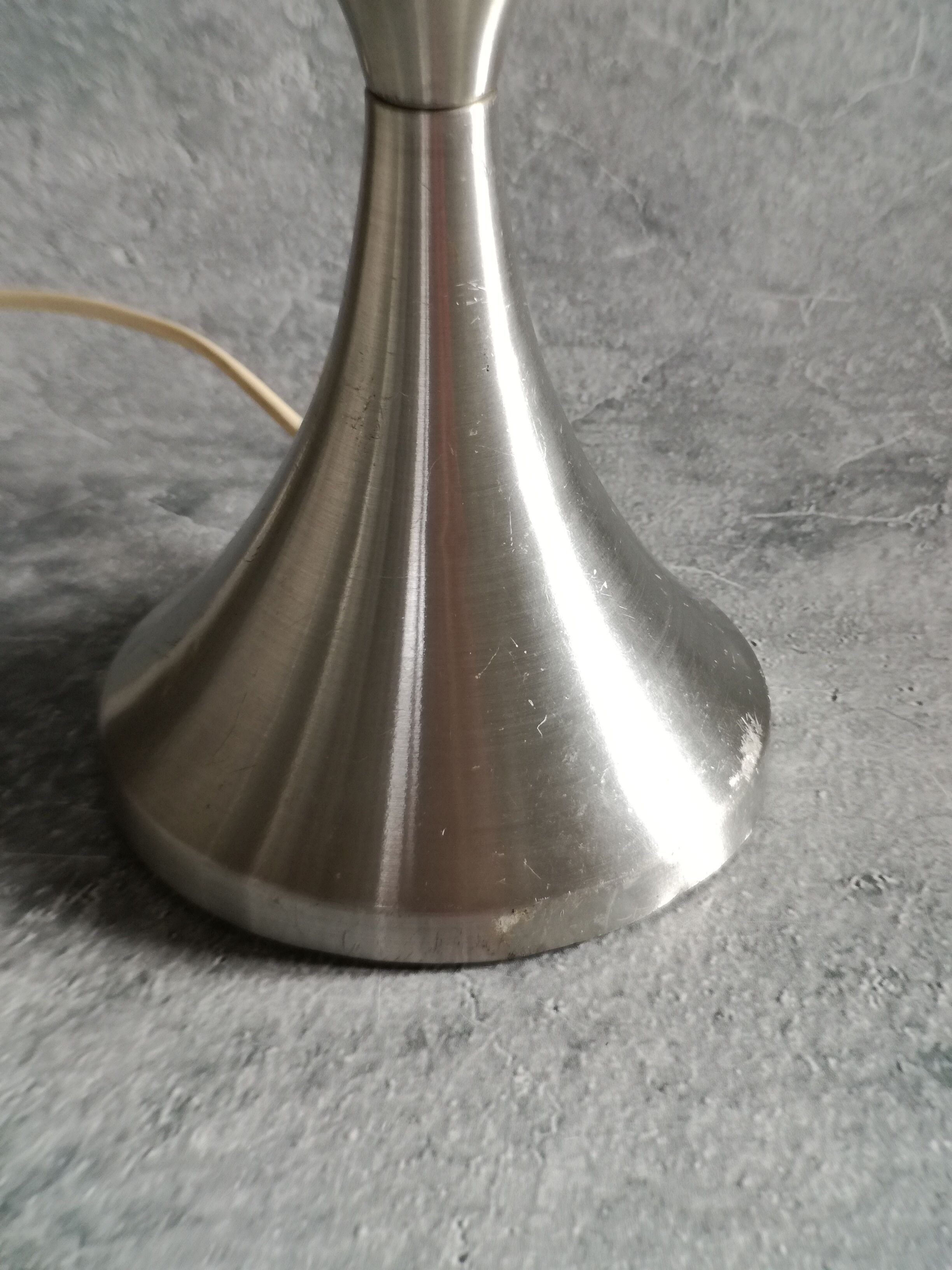 Brushed stainless steel and glass lamp from the 70s