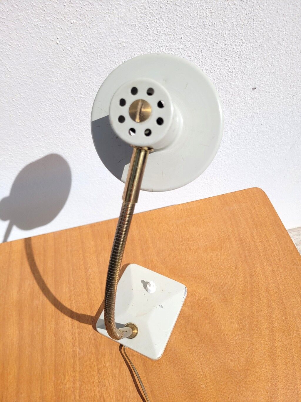 Revised vintage beige and gold Aluminor lamp.