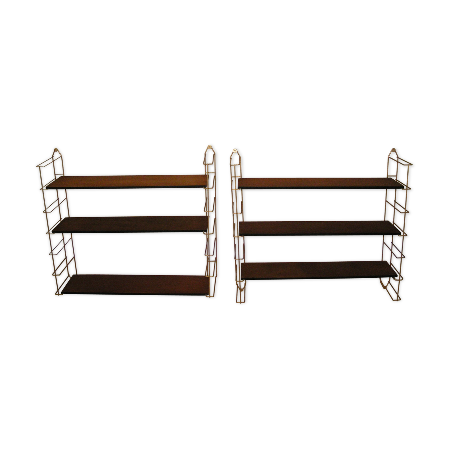 Shelves string wood and brass golden 60