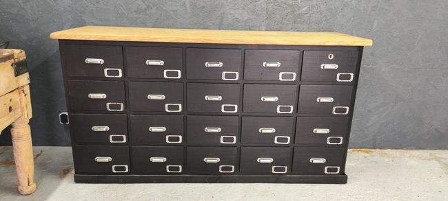 Loom cabinet with drawers top raw solid oak