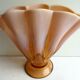 Art deco vase shape curved fan brown glass and pink opaline