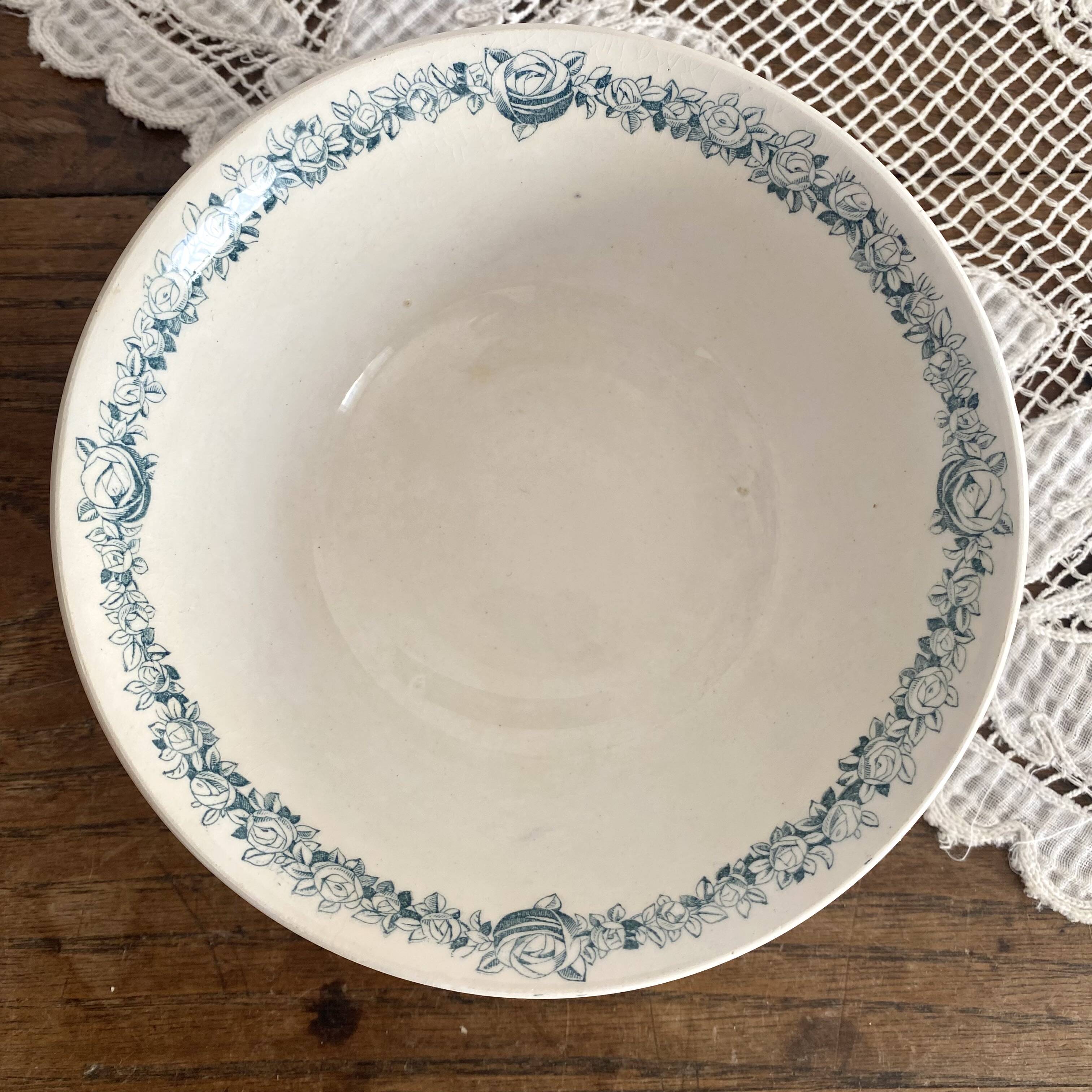 Antique ironstone bowl HBCM Roses