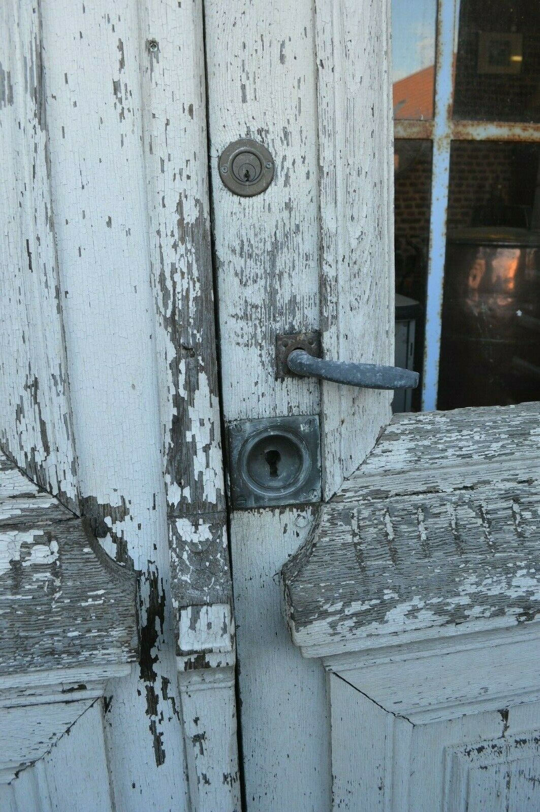 double oak entrance door with its frame