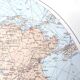 World map planisphere vintage air and maritime lines from 1950