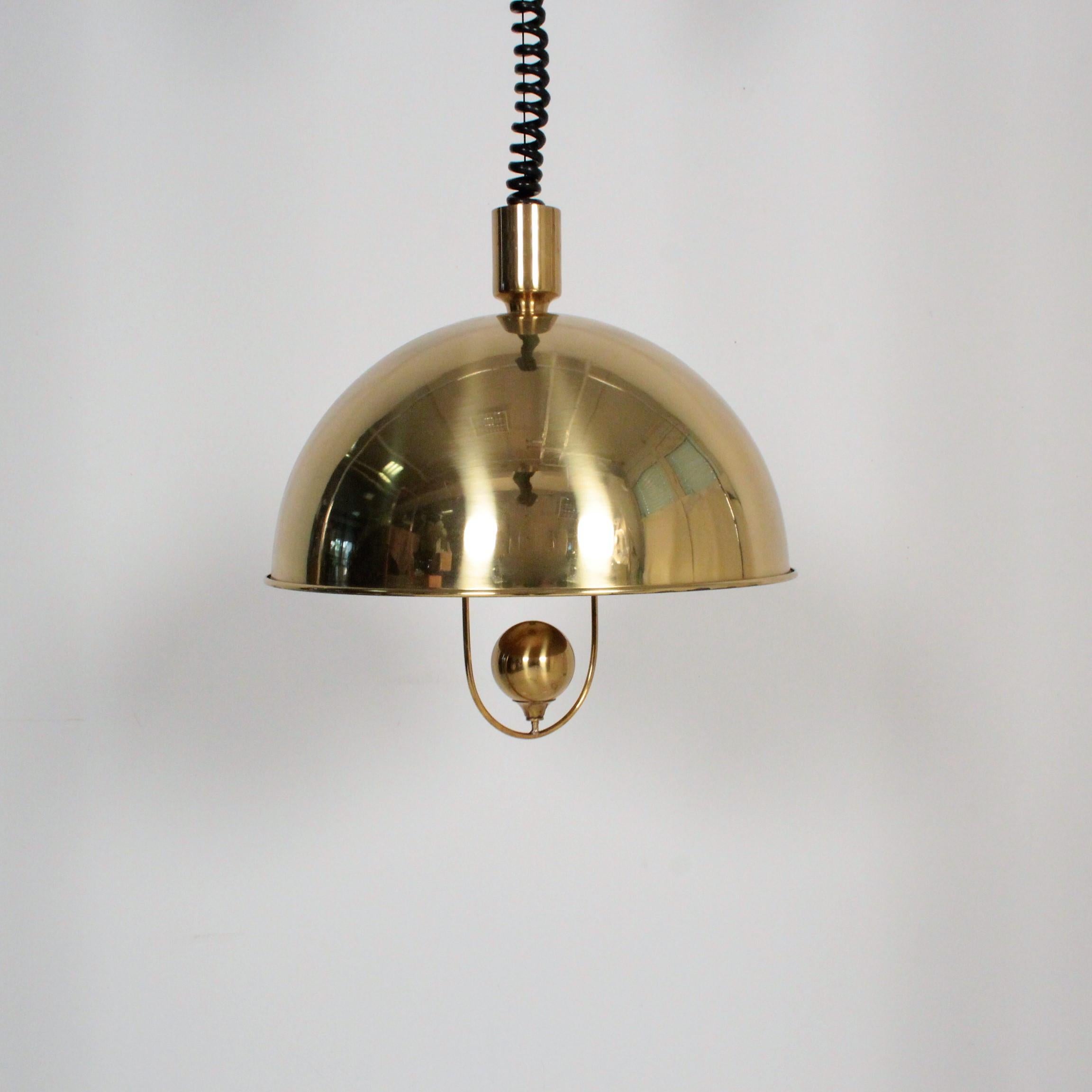 Florian Schulz Brass Pendant with Lights, Germany, 1970