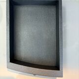 Storage unit, vintage bedside table painted black with a black marble top