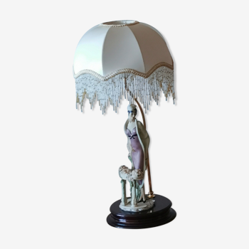 Lampe art deco biscuit et laiton