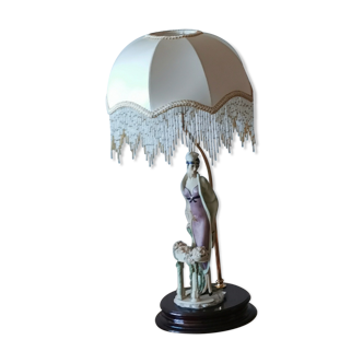Lampe art deco biscuit et laiton