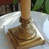large Napoleon III bronze and onyx column lamp
