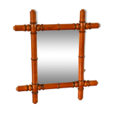 Bamboo effect wooden barber mirror 44 x 39 cm