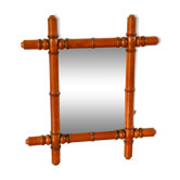 Bamboo effect wooden barber mirror 44 x 39 cm