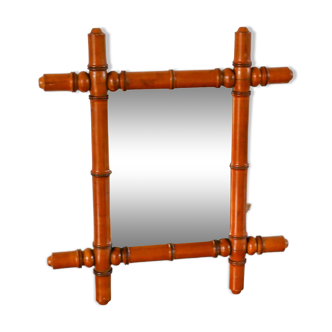 Miroir de barbier en bois effet bambou 44 x 39 cm