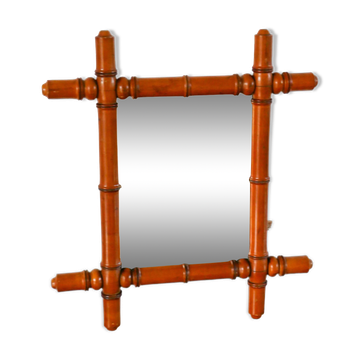 Miroir de barbier en bois effet bambou 44 x 39 cm