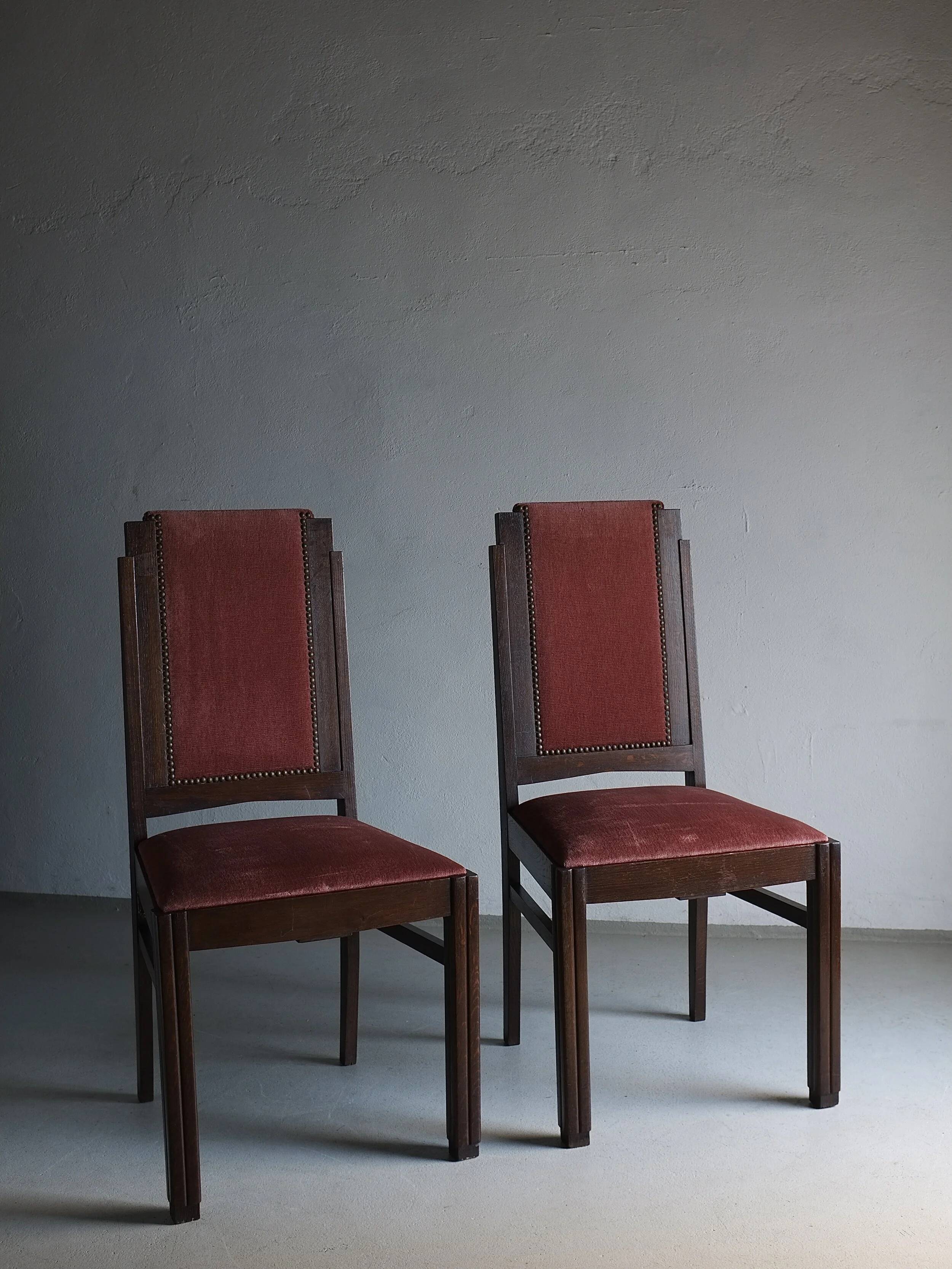2 Amsterdam School oak chairs | Netherlands | 1920s