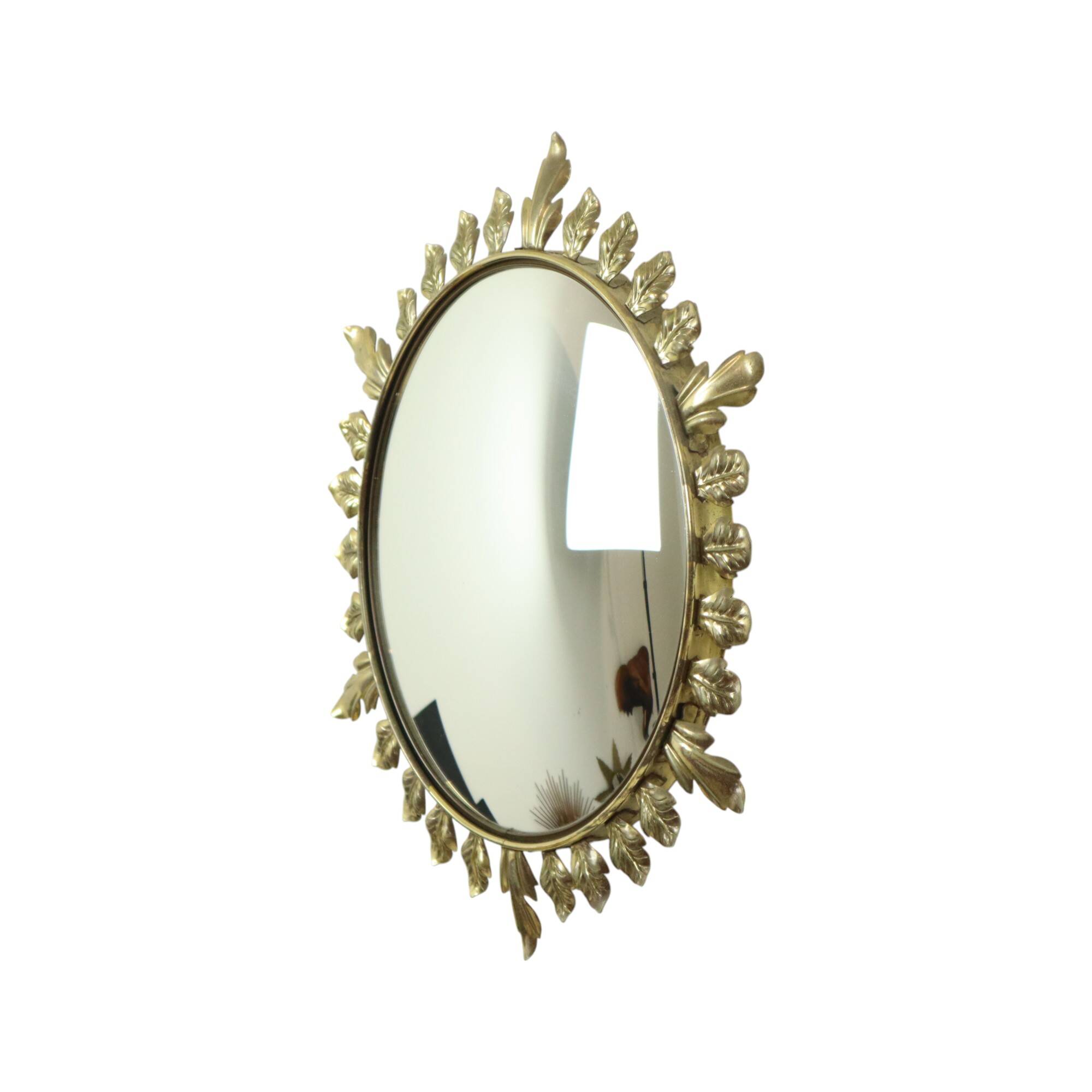 Vintage Metal Sun Mirror Convex Gold Deknudt 70s