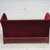 1970s, Danish 2-seater sofa, cherry-red furniture velour.