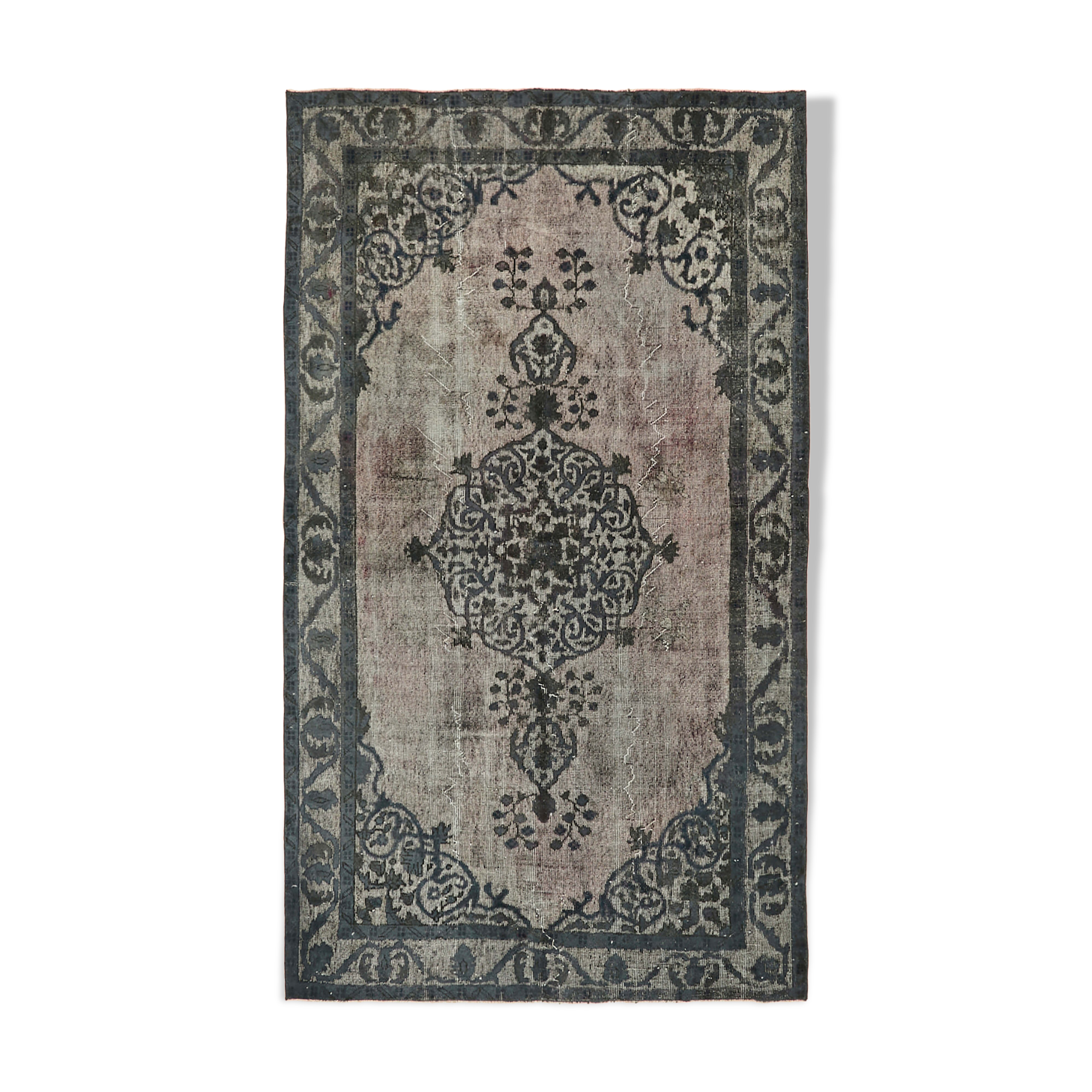 Handmade turkish grey carpet 1970s, 158 cm x 267 cm