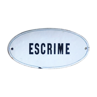 Old enamelled "ESCRIME" plaque. Around 1930. sport. collection