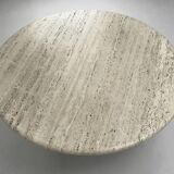 Table basse circulaire vintage en travertin, années 1970