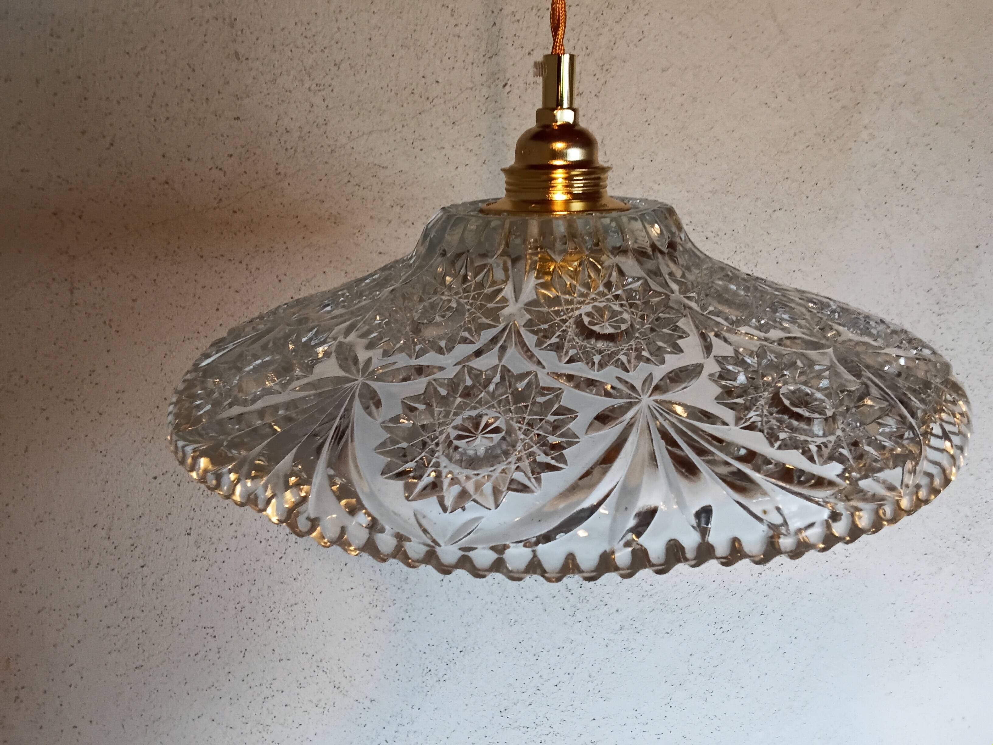 Vintage chiseled glass pendant light