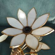 Pair Applique Bouquet of Flowers Glass Pate Structure Metal Silver and Golden Fine Gold