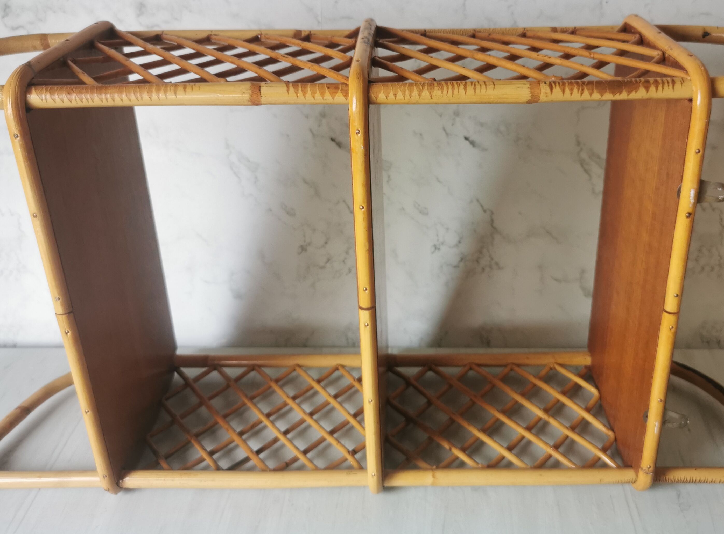 Vintage rattan wall shelf