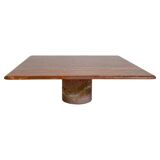 Red travertine coffee table attributed to Angelo Mangiarotti, Italy, 1970s