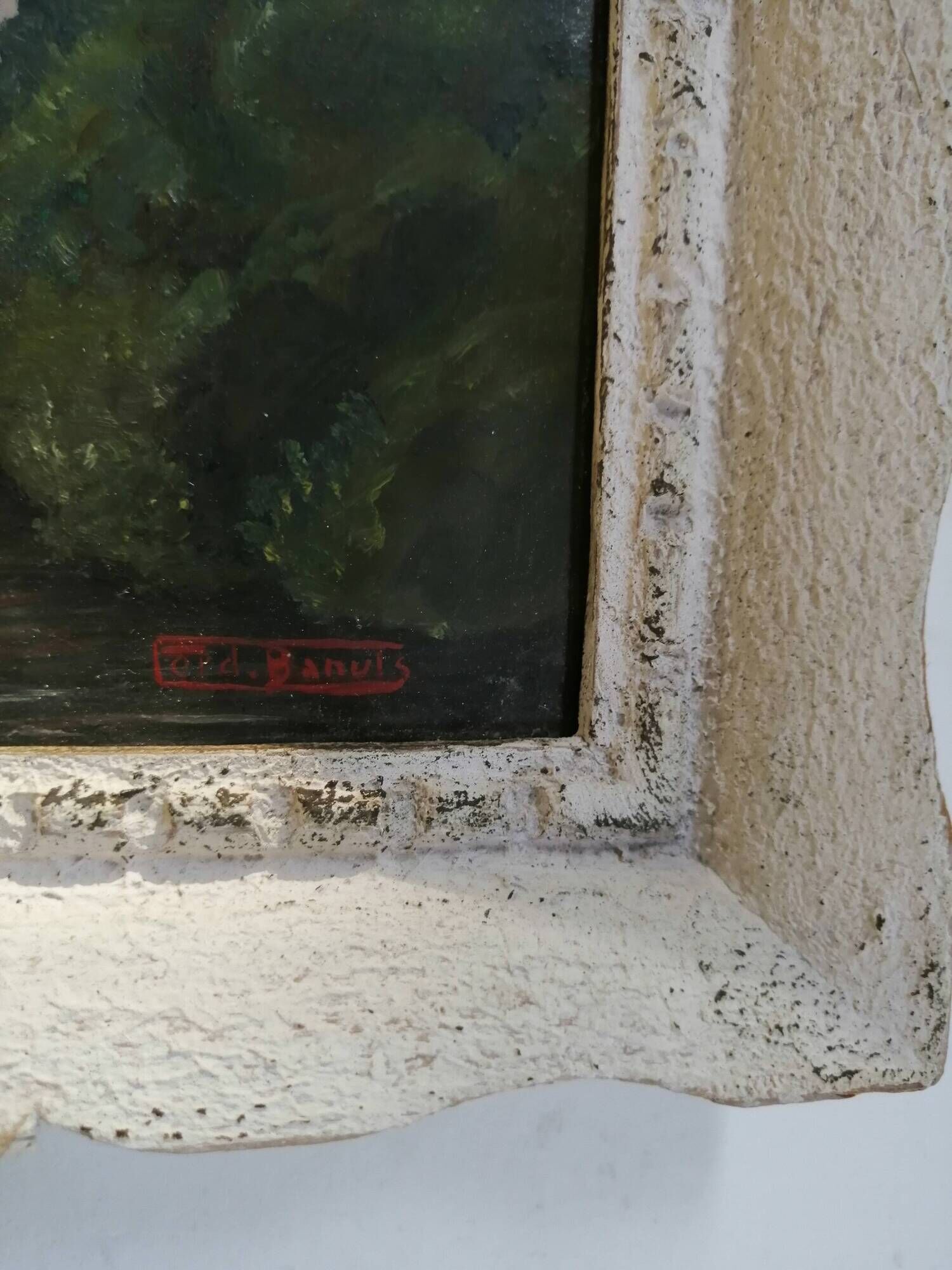 The Castle of Petrarch and the Oil Sorgues on ancient panel.