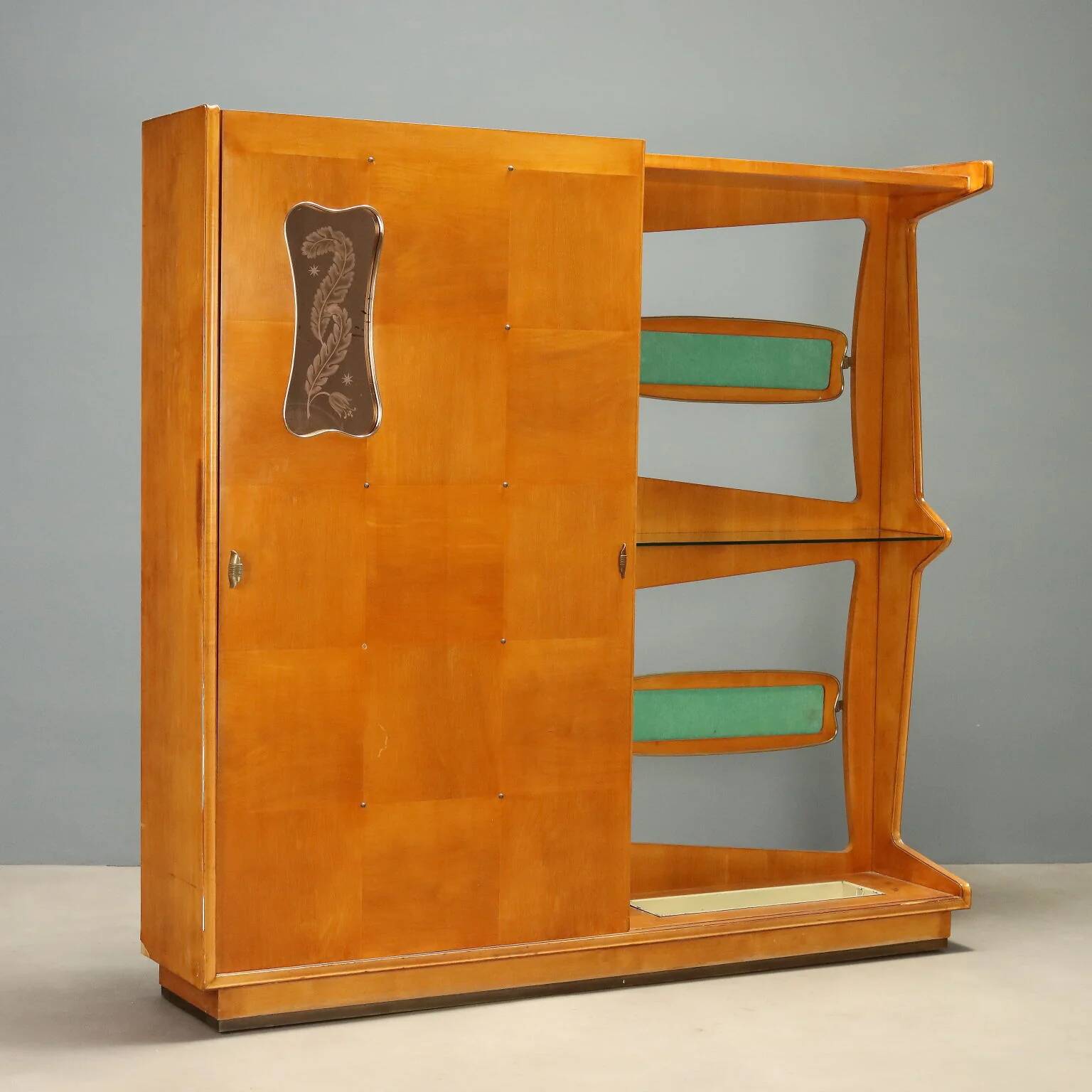 Meuble d’entrée avec console en verre années 1950