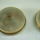 Lumi Milano, pair of wall or ceiling lamps in glass, brass and lacquer, 50s