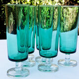 6 old champagne flutes luminarc green clear h14 cm