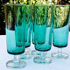 6 old champagne flutes luminarc green clear h14 cm